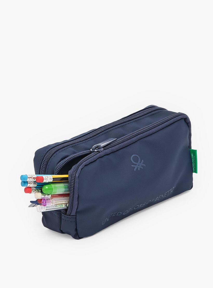 United Colors of Benetton Logo Print Pencil Pouch with 2 Compartments-school-stationery-pencilcases-image-5