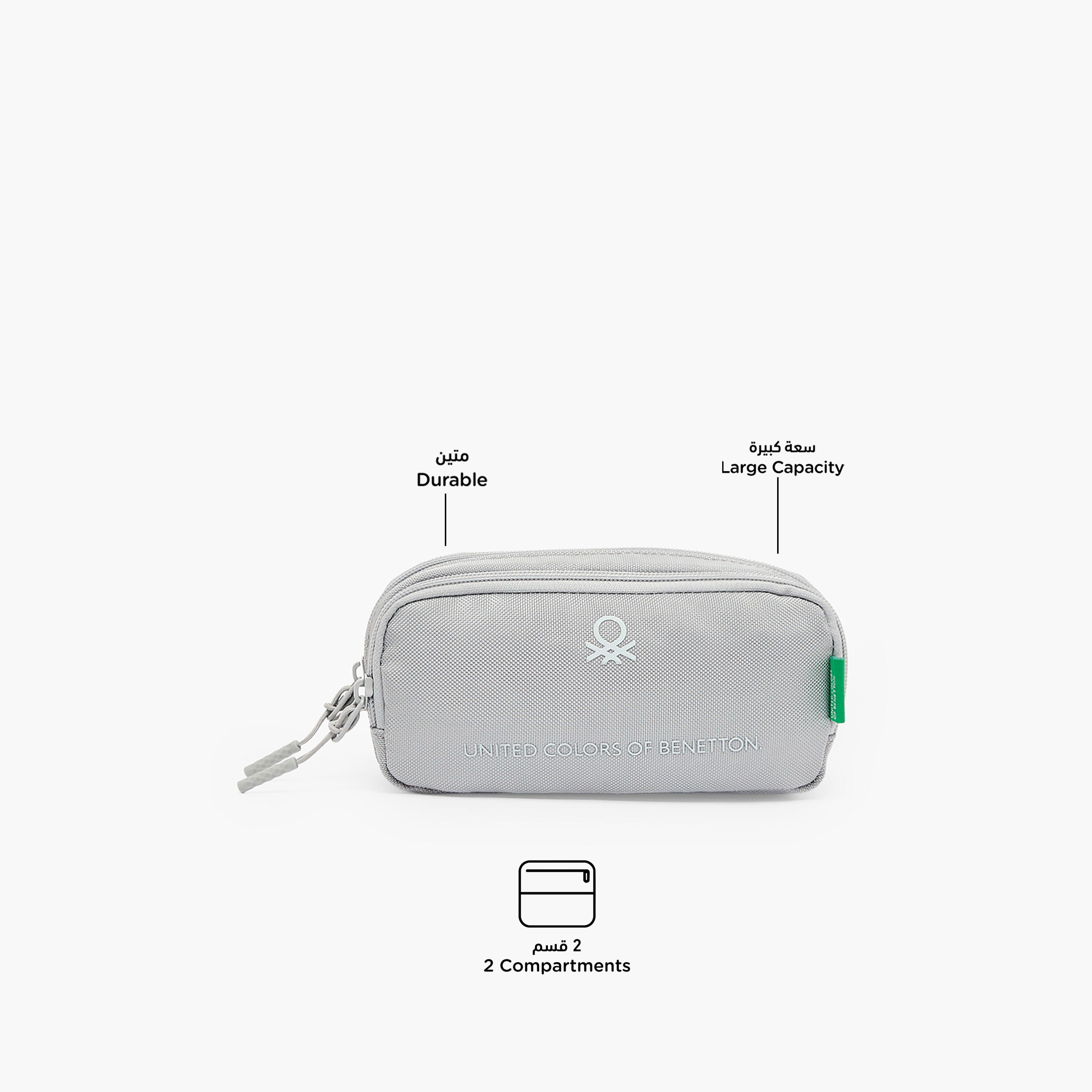 United Colors of Benetton Logo Print Pencil Pouch with 2 Compartments-school-stationery-pencilcases-image-2