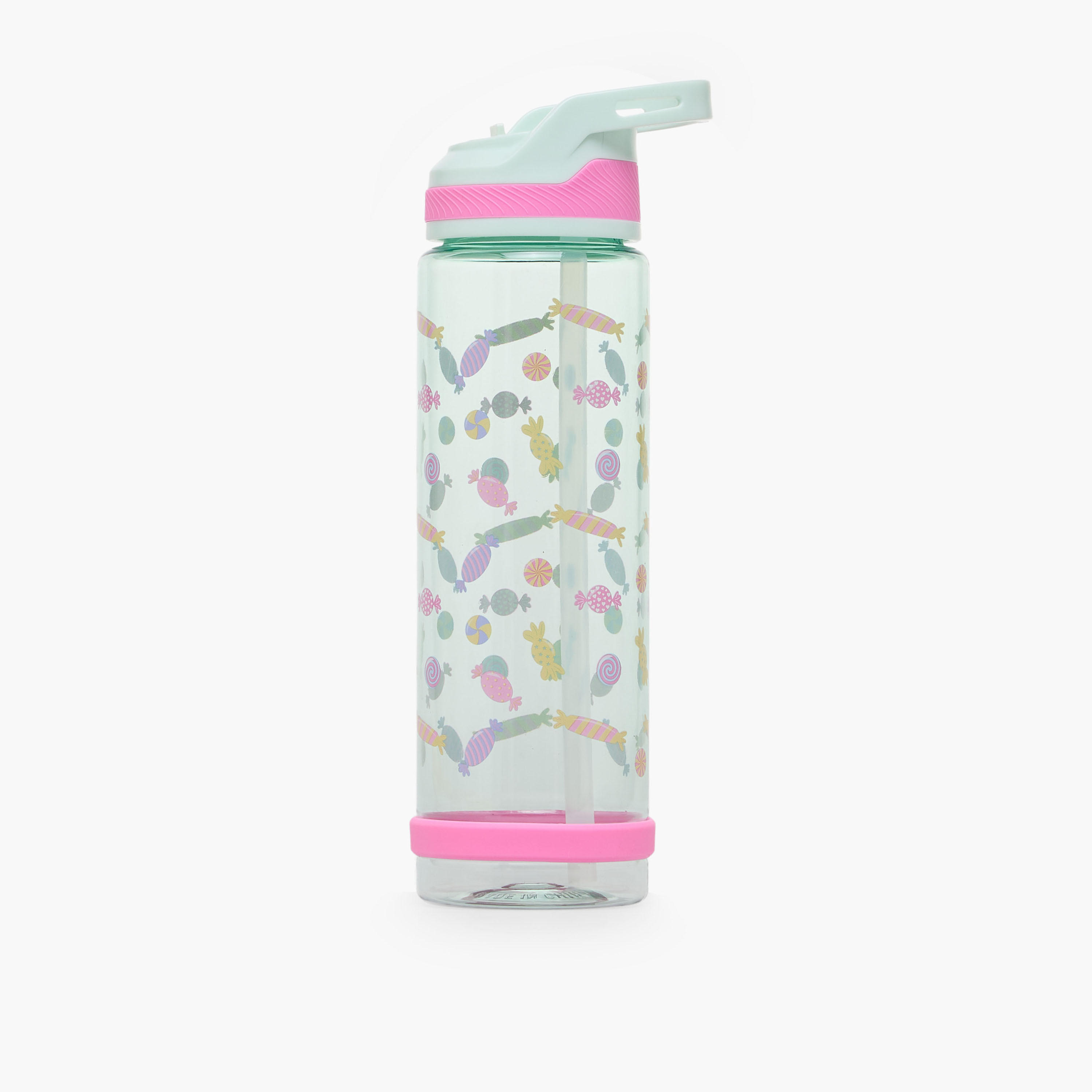 Candy Print Water Bottle with Flip Spout and Handle - 750 ml-school-waterbottles-image-1