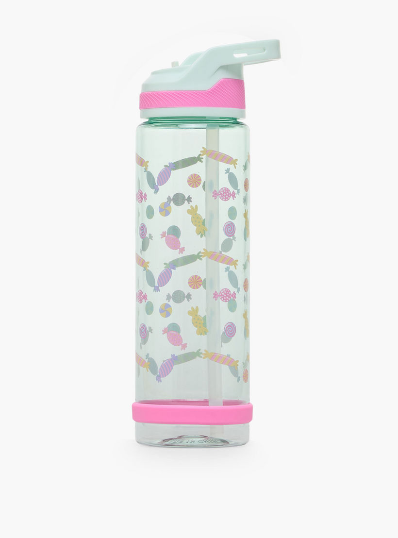 Candy Print Water Bottle with Flip Spout and Handle - 750 ml-school-waterbottles-image-1