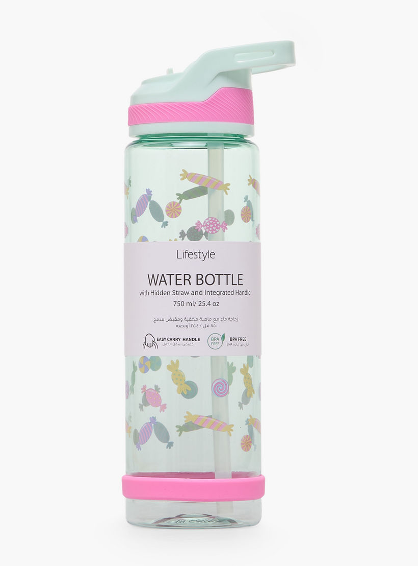 Candy Print Water Bottle with Flip Spout and Handle - 750 ml-school-waterbottles-image-3