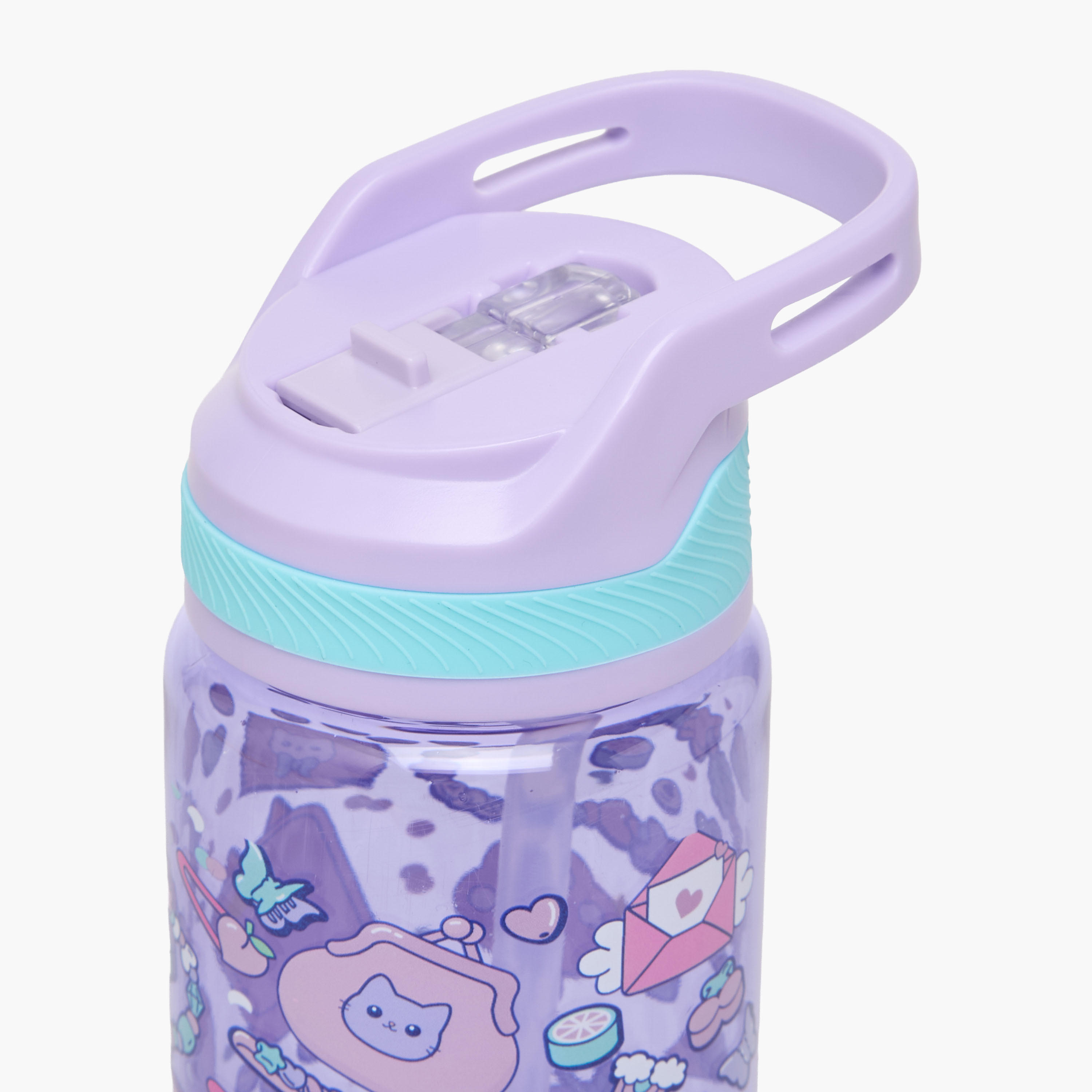 Cat Print Water Bottle with Flip Spout and Handle - 750 ml-school-waterbottles-image-4