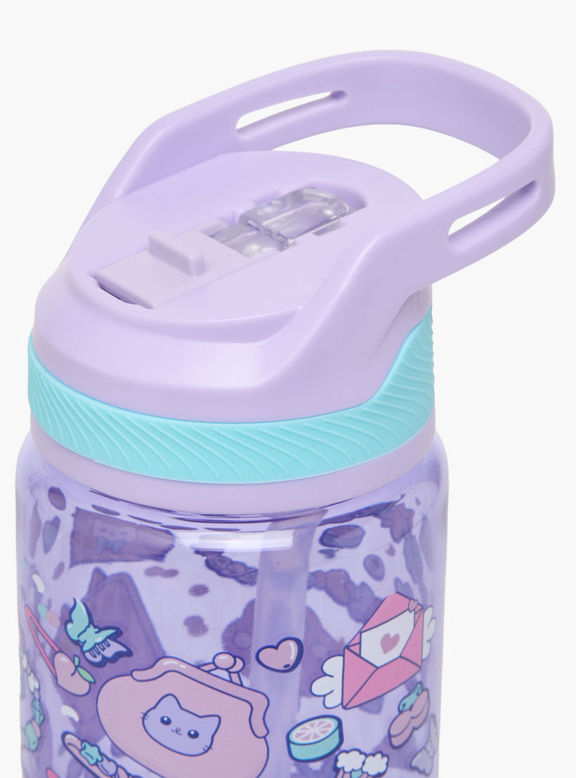 Cat Print Water Bottle with Flip Spout and Handle - 750 ml-school-waterbottles-image-4