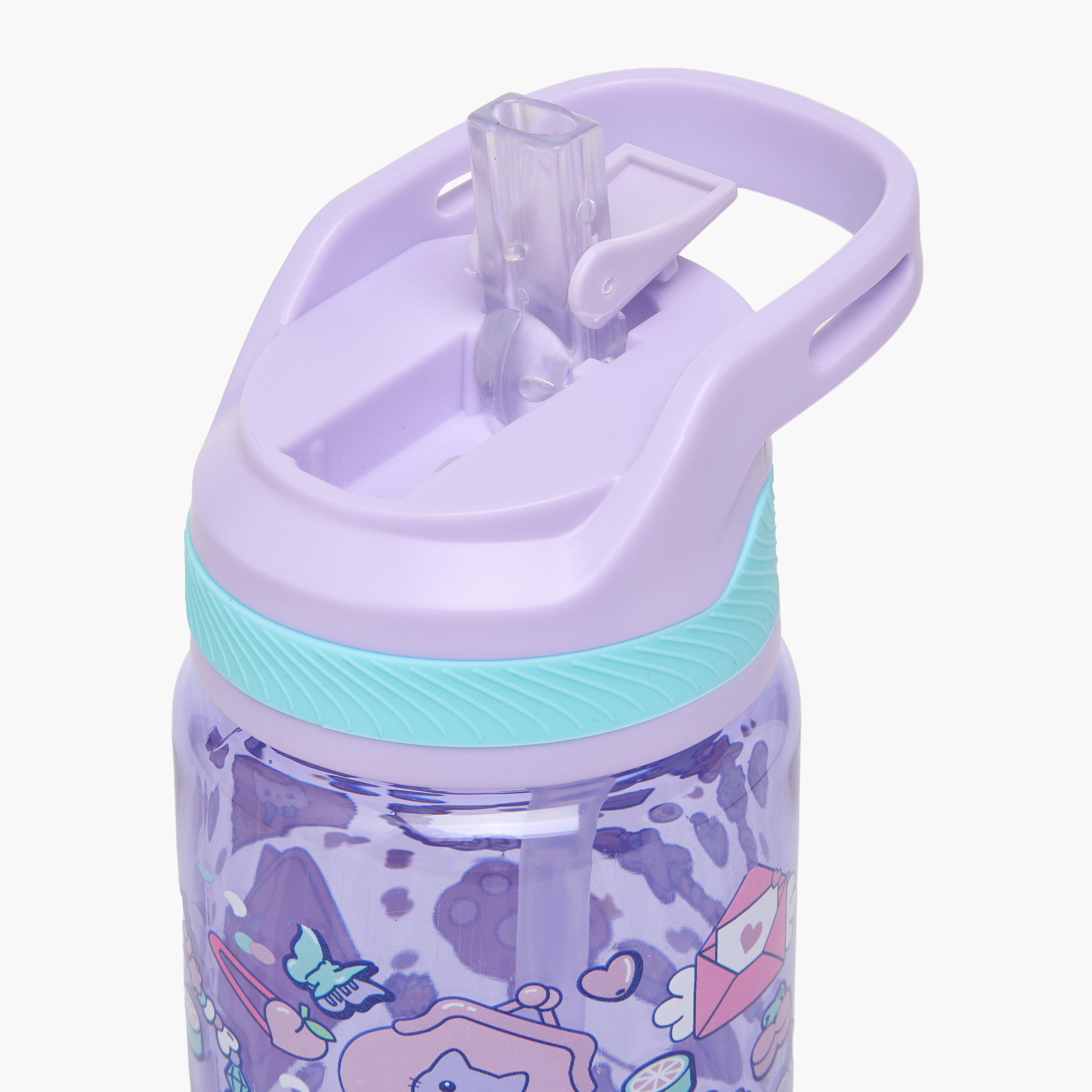 Cat Print Water Bottle with Flip Spout and Handle - 750 ml-school-waterbottles-image-5