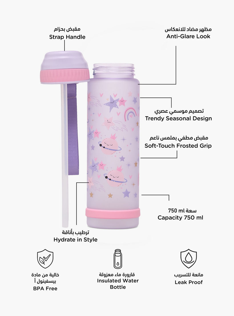 Space Print Water Bottle with Flip Spout and Strap Handle - 750 ml-school-waterbottles-image-2