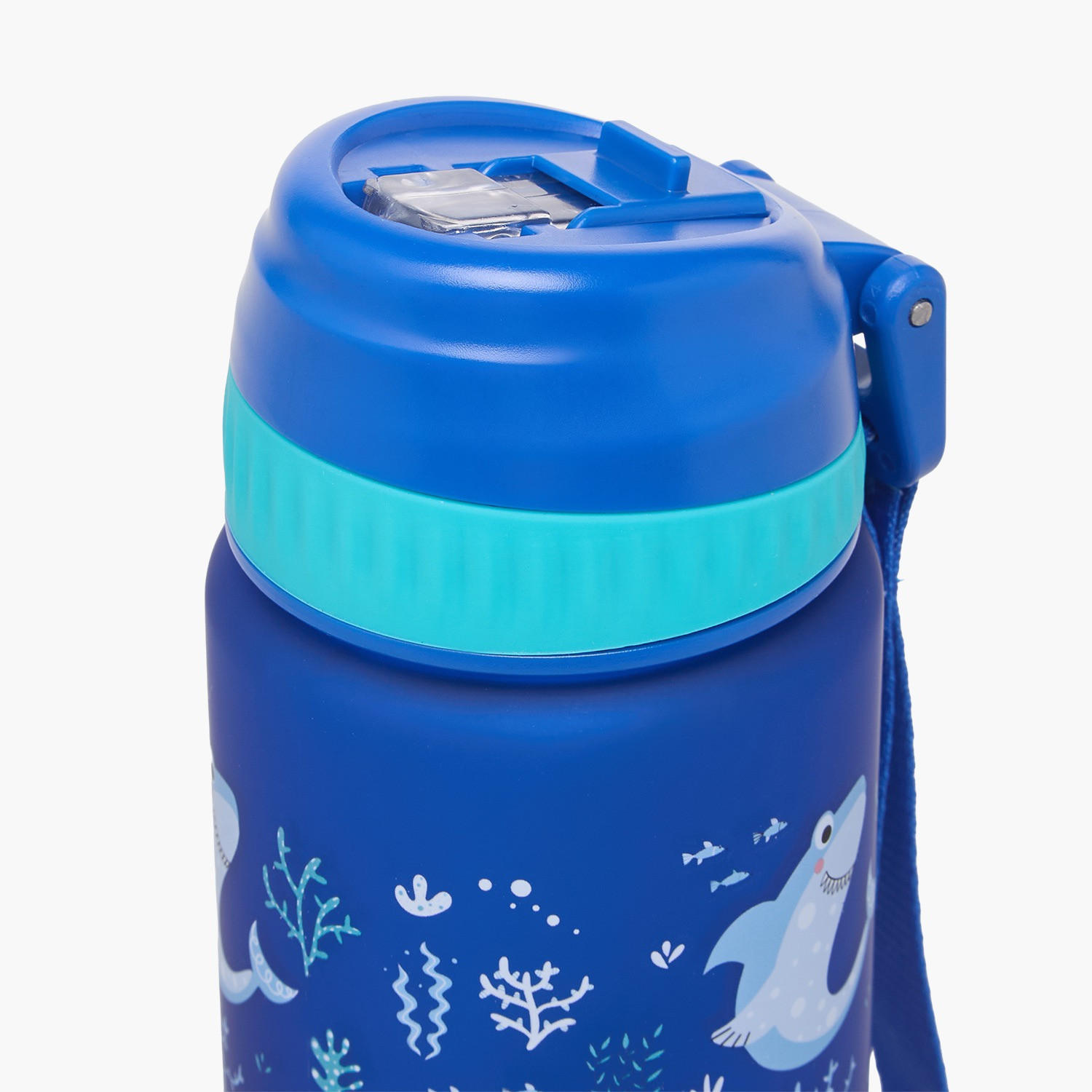 Shark Print Water Bottle with Flip Spout and Strap Handle - 750 ml-school-waterbottles-image-3