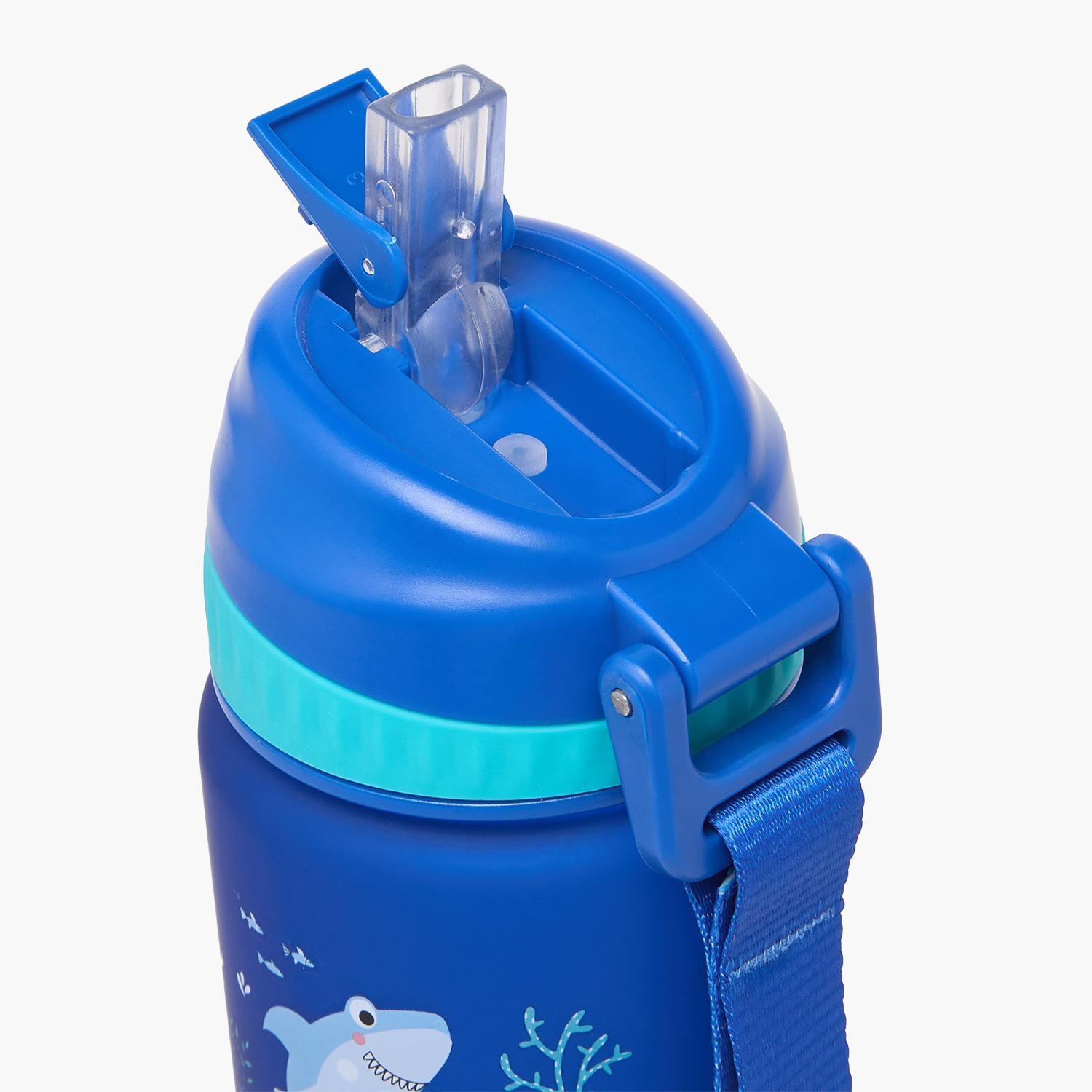 Shark Print Water Bottle with Flip Spout and Strap Handle - 750 ml-school-waterbottles-image-4