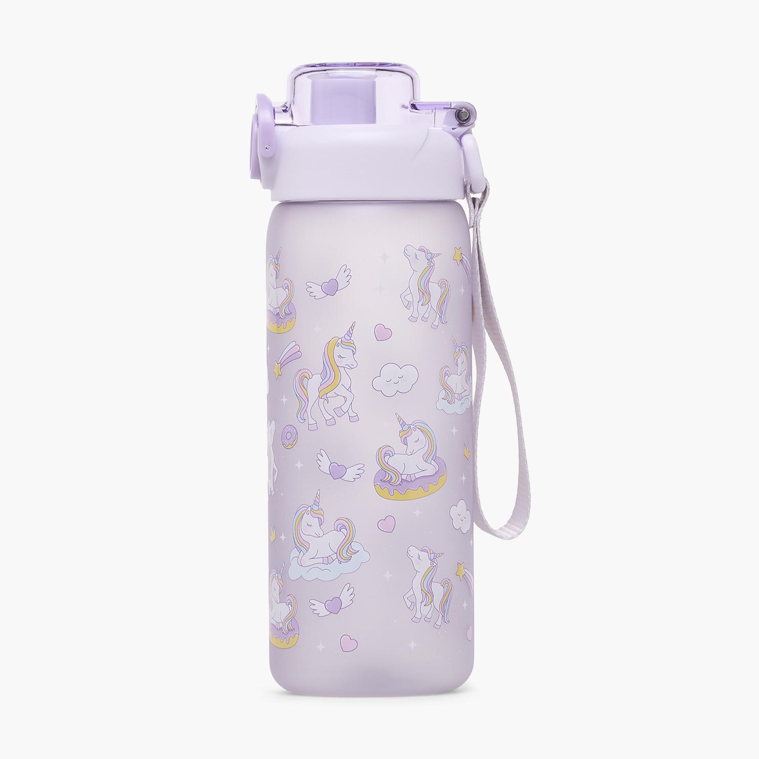 Unicorn Print Water Bottle with Spout and Flip Lid - 750 ml-school-waterbottles-image-1