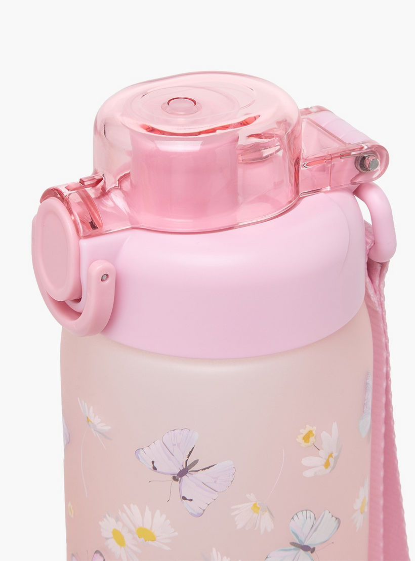 قارورة ماء بطبعة فراشة مع فوهة شرب وغطاء قلّاب - 750 مل-school-waterbottles-image-3