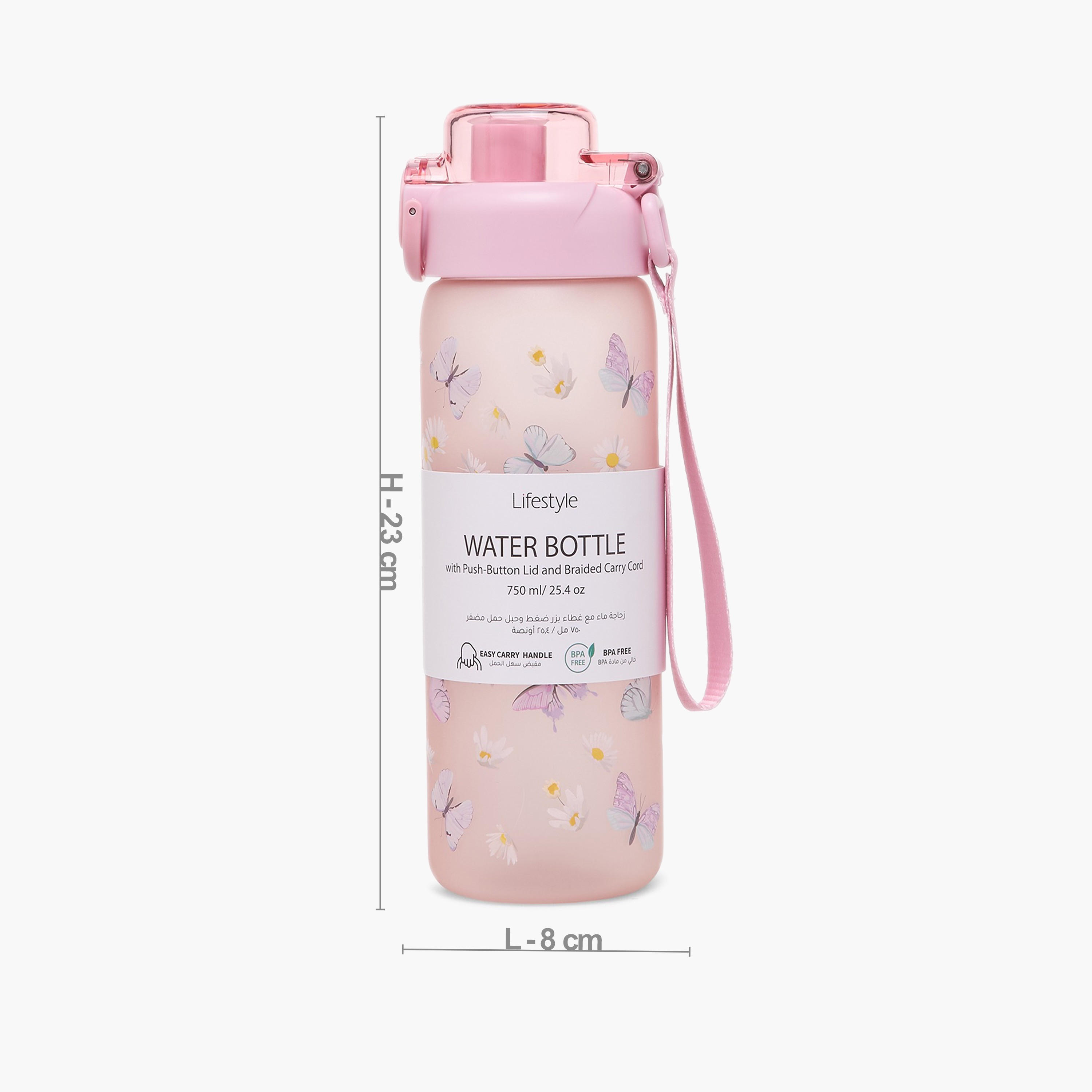 قارورة ماء بطبعة فراشة مع فوهة شرب وغطاء قلّاب - 750 مل-school-waterbottles-image-4