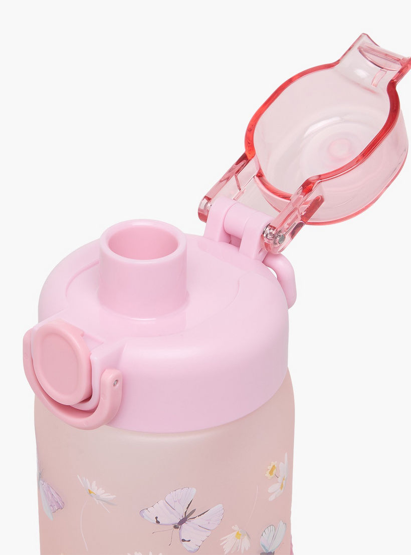 قارورة ماء بطبعة فراشة مع فوهة شرب وغطاء قلّاب - 750 مل-school-waterbottles-image-5