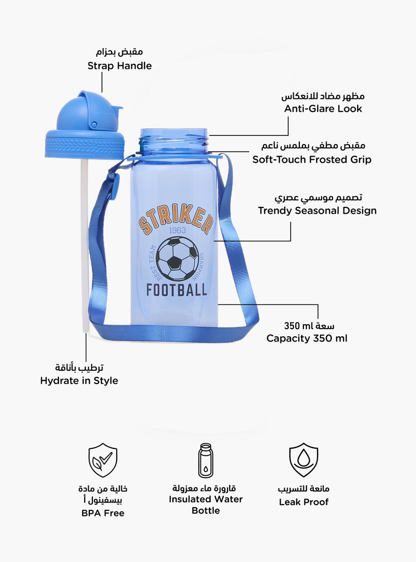 قارورة ماء بطبعة كرة قدم مع غطاء قلّاب - 350 مل-school-waterbottles-image-2