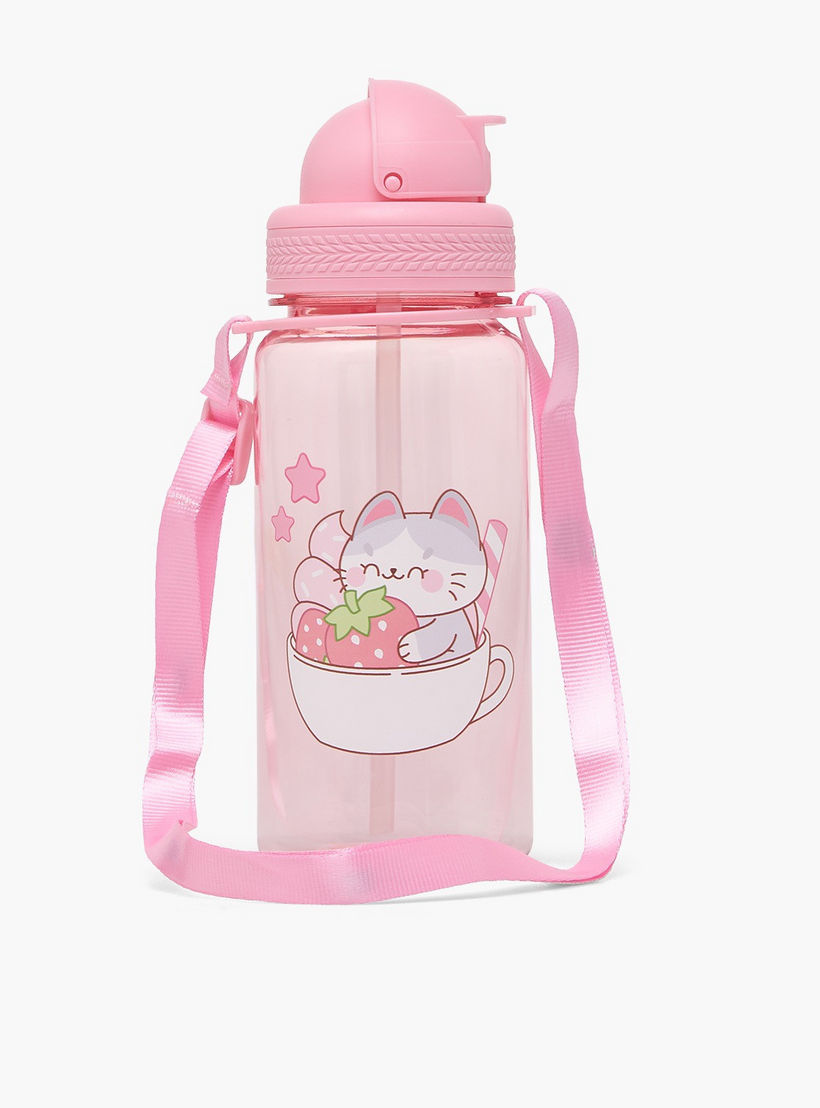 قارورة مياه بغطاء قلاب وطبعات قطة - 350 مل-school-waterbottles-image-1