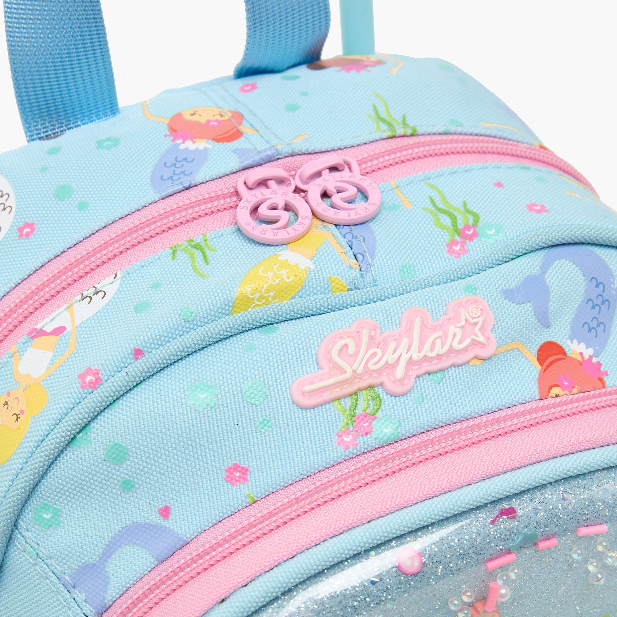 شنطة ترولي بتفاصيل حورية البحر للبنات 2-5 سنوات بمقبض قابل للسحب - 11 بوصة-school-bagsandbackpacks-trolleybags-image-3
