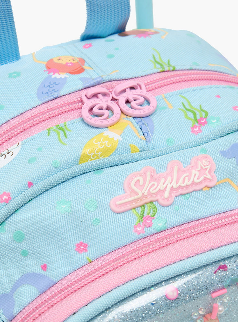 شنطة ترولي بتفاصيل حورية البحر للبنات 2-5 سنوات بمقبض قابل للسحب - 11 بوصة-school-bagsandbackpacks-trolleybags-image-3