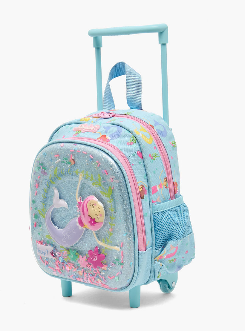 شنطة ترولي بتفاصيل حورية البحر للبنات 2-5 سنوات بمقبض قابل للسحب - 11 بوصة-school-bagsandbackpacks-trolleybags-image-6