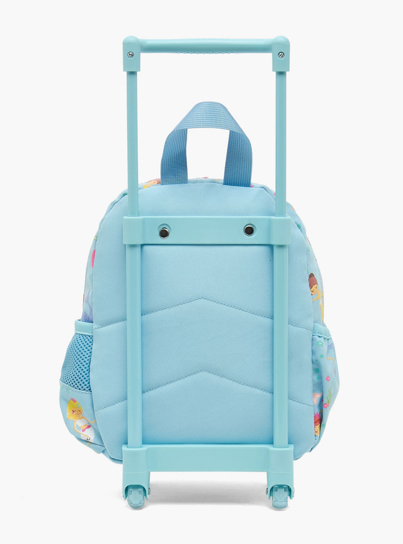 شنطة ترولي بتفاصيل حورية البحر للبنات 2-5 سنوات بمقبض قابل للسحب - 11 بوصة-school-bagsandbackpacks-trolleybags-image-8