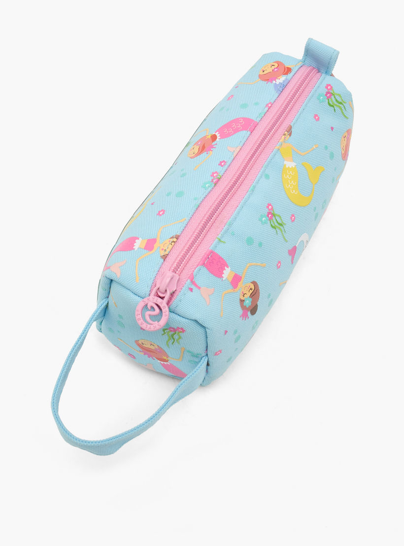 Skylar Mermaid Print Pencil Pouch with Zip Closure-school-stationery-pencilcases-image-2