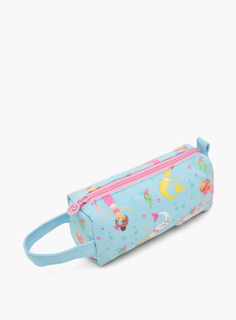 Skylar Mermaid Print Pencil Pouch with Zip Closure-school-stationery-pencilcases-image-3