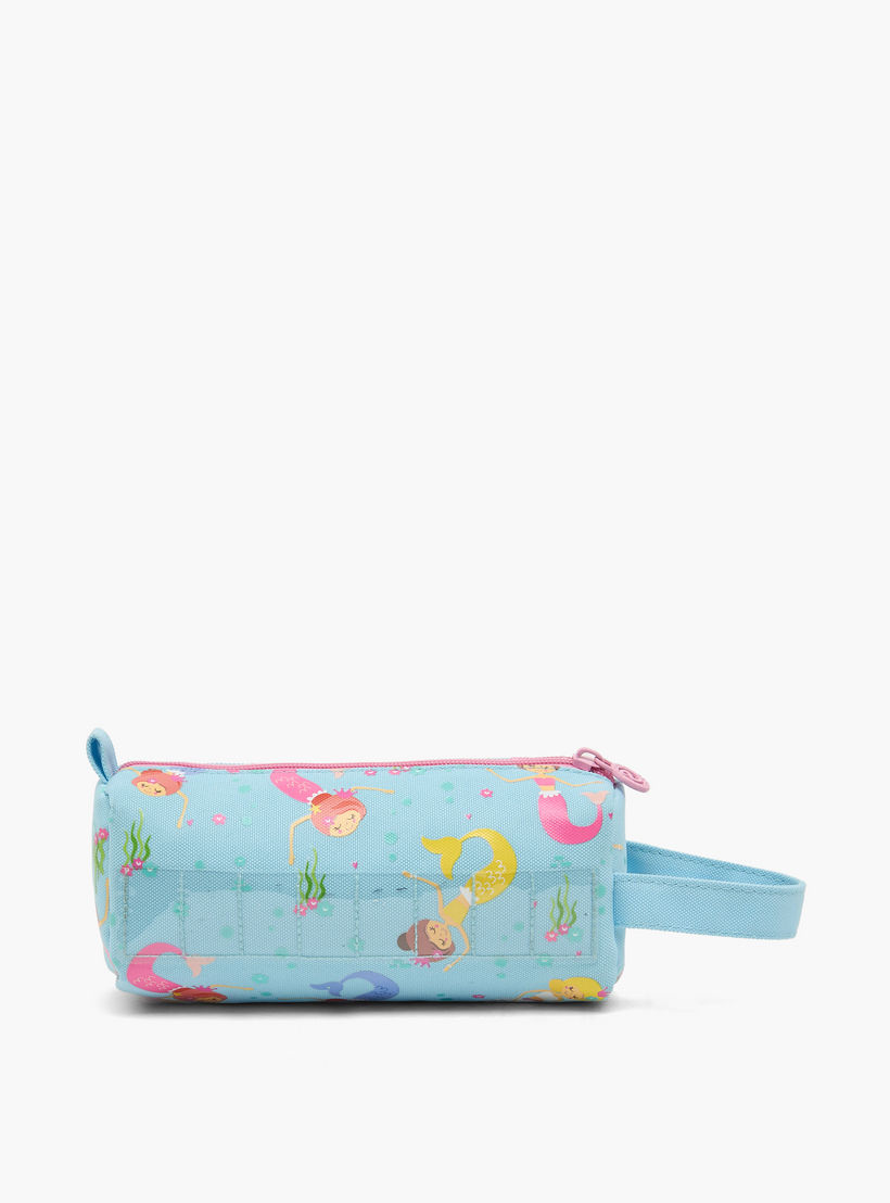 Skylar Mermaid Print Pencil Pouch with Zip Closure-school-stationery-pencilcases-image-4