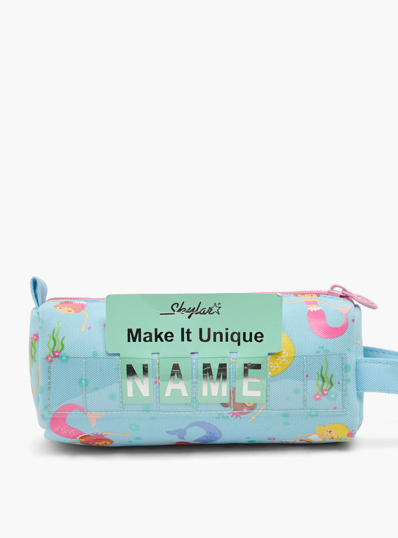 Skylar Mermaid Print Pencil Pouch with Zip Closure-school-stationery-pencilcases-image-5