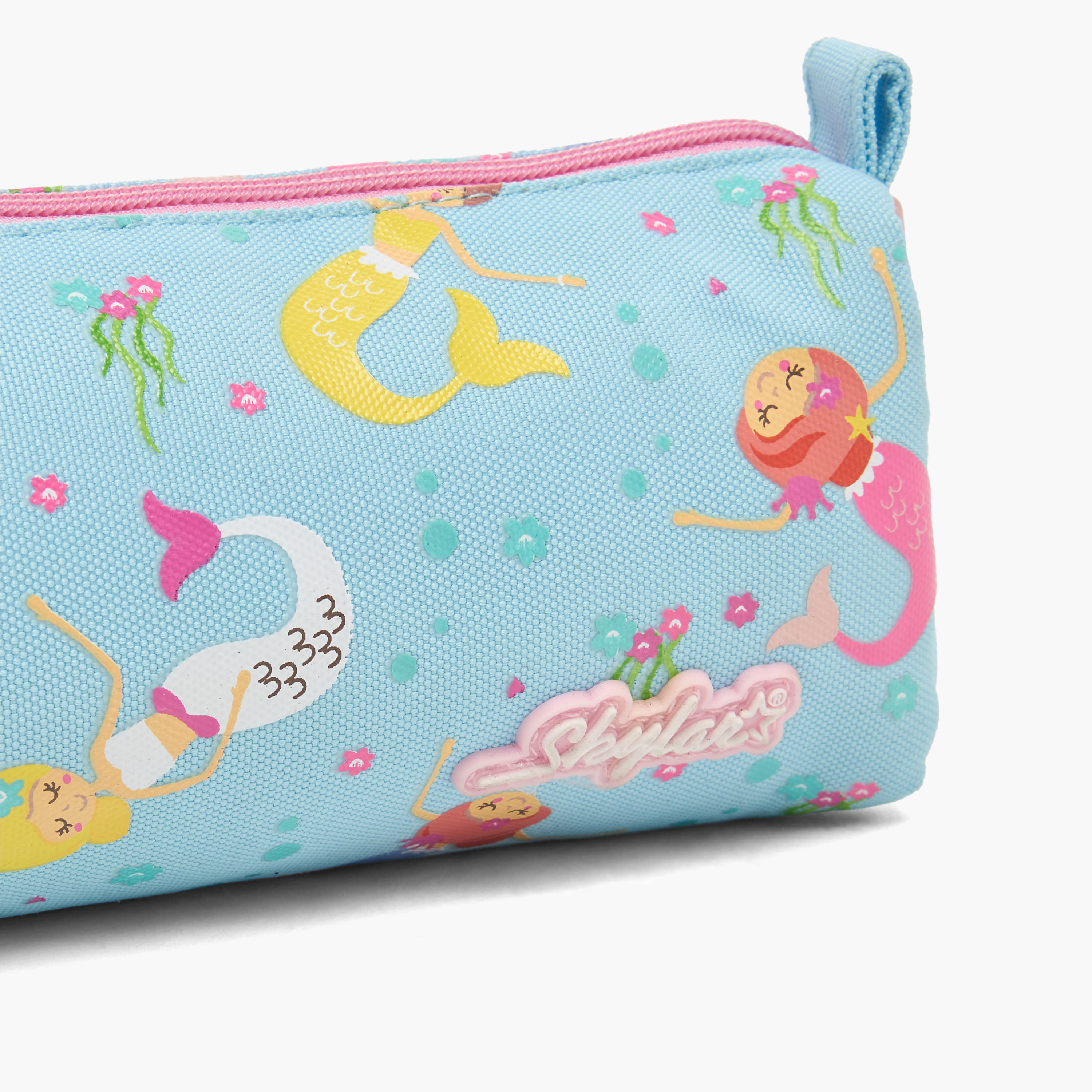Skylar Mermaid Print Pencil Pouch with Zip Closure-school-stationery-pencilcases-image-7