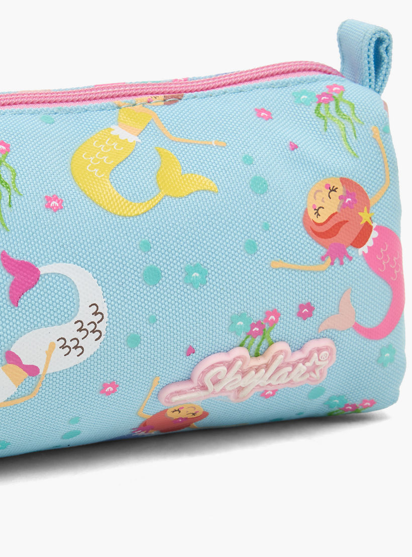 Skylar Mermaid Print Pencil Pouch with Zip Closure-school-stationery-pencilcases-image-7