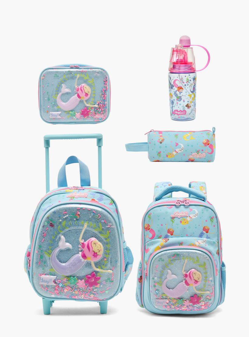 Skylar Mermaid Print Pencil Pouch with Zip Closure-school-stationery-pencilcases-image-9