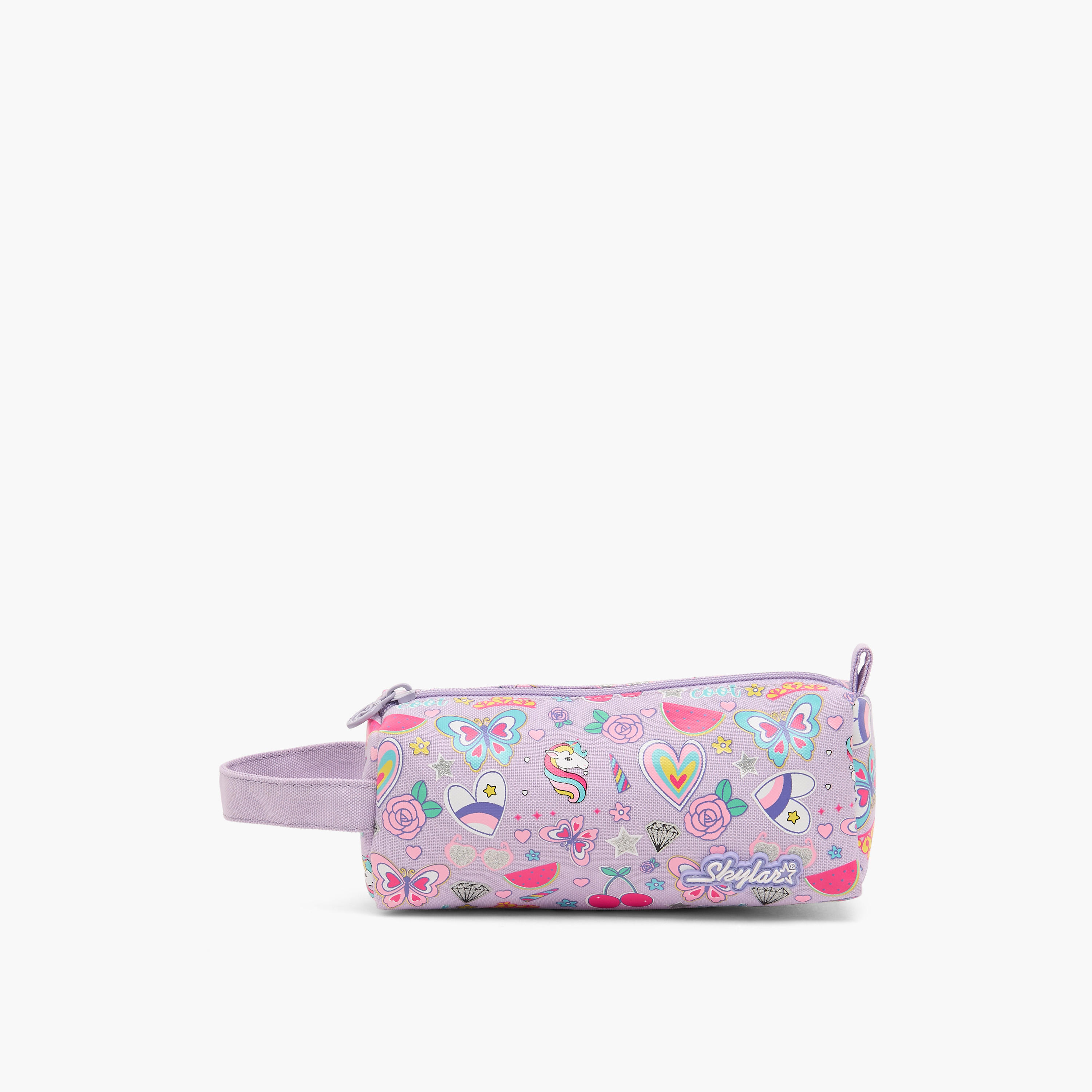 Skylar Butterfly Print Pencil Pouch with Zip Closure-school-stationery-pencilcases-image-1