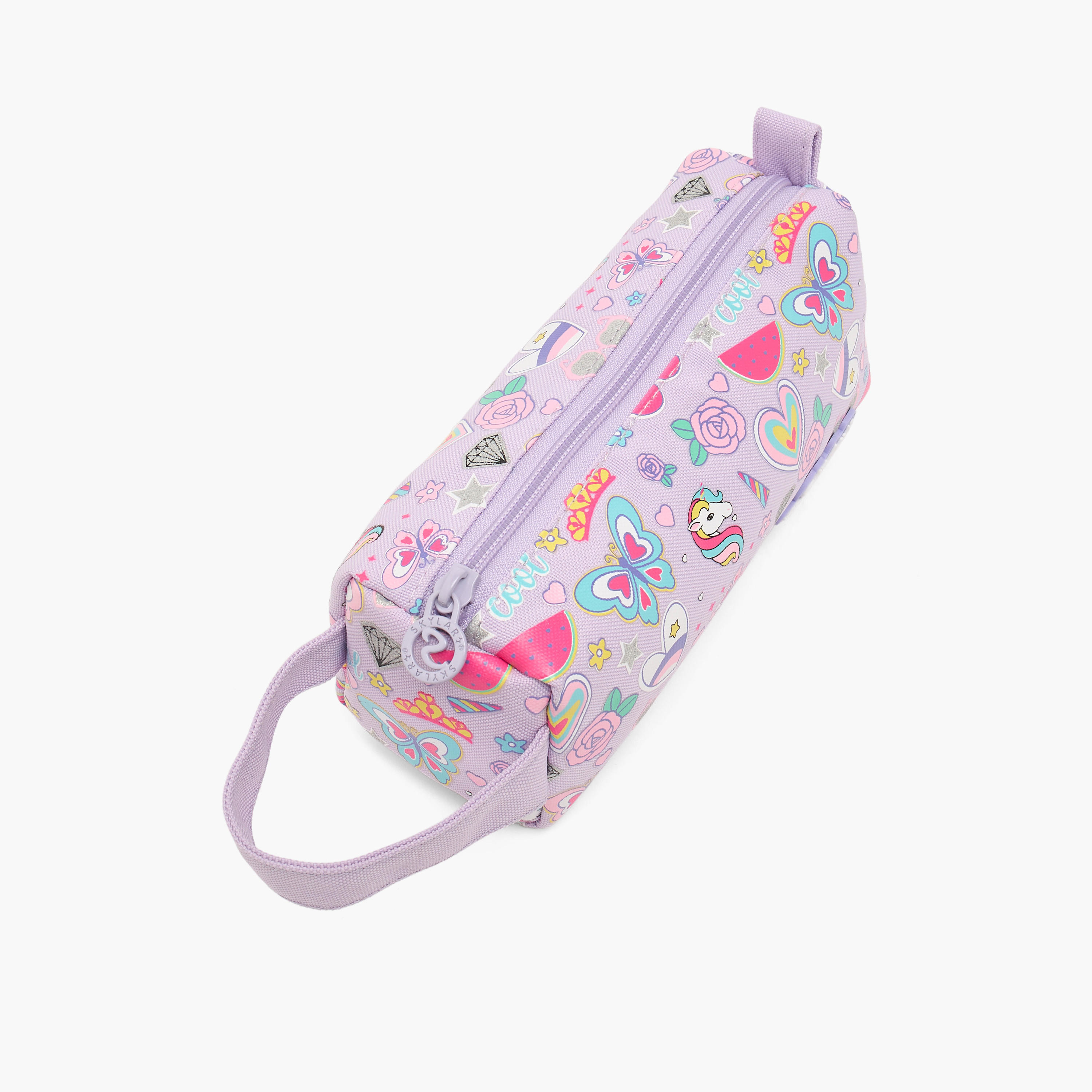 Skylar Butterfly Print Pencil Pouch with Zip Closure-school-stationery-pencilcases-image-2