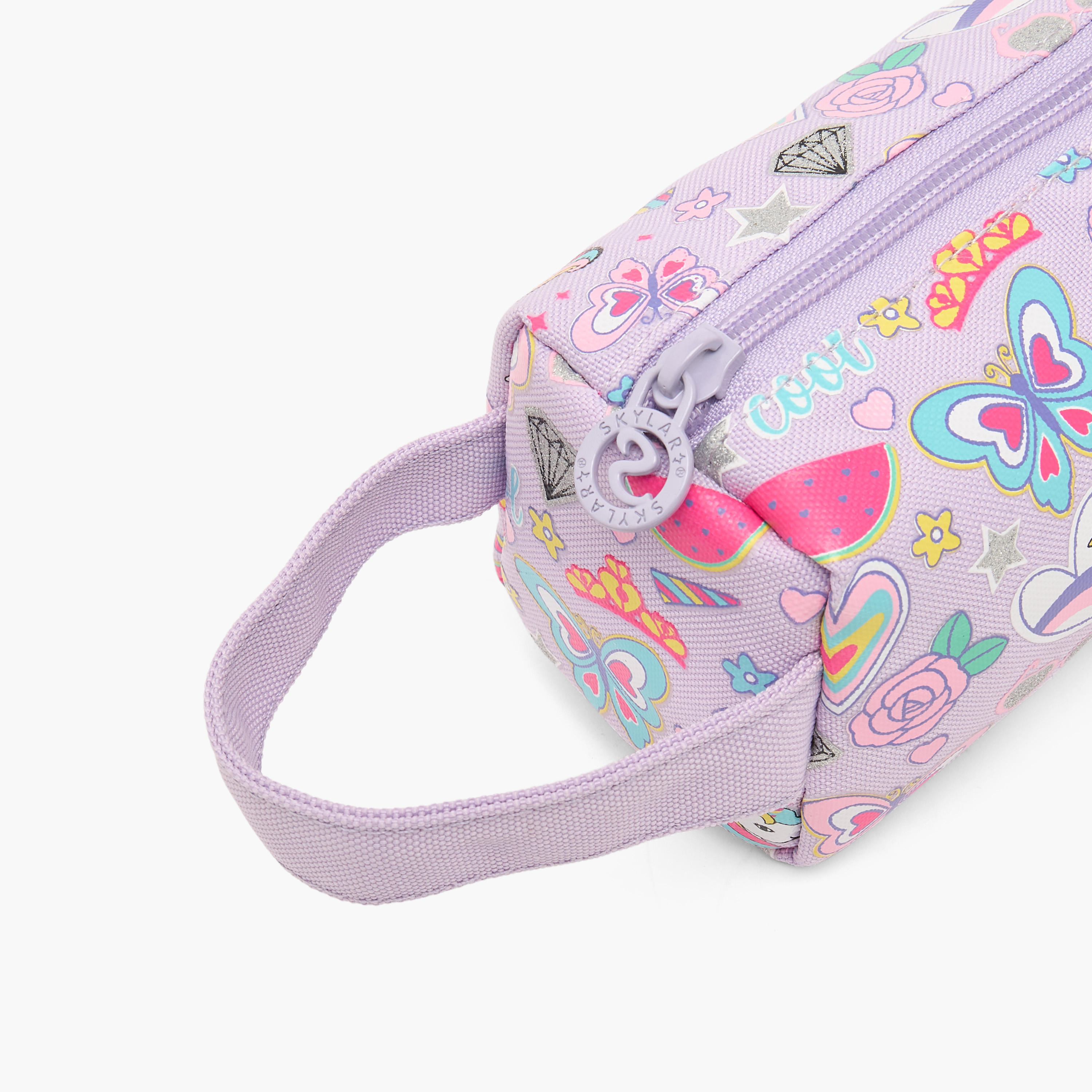 Skylar Butterfly Print Pencil Pouch with Zip Closure-school-stationery-pencilcases-image-6