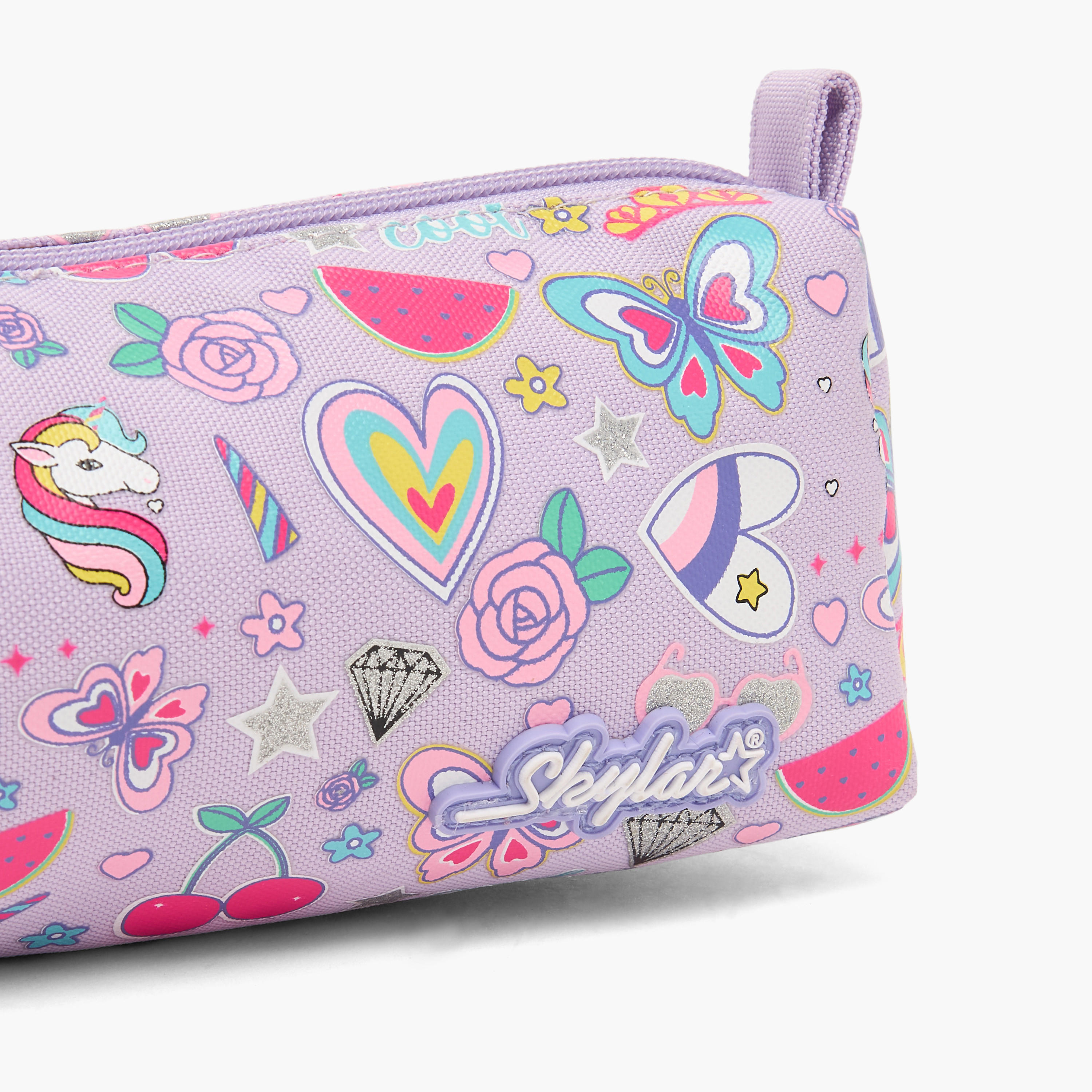 Skylar Butterfly Print Pencil Pouch with Zip Closure-school-stationery-pencilcases-image-7