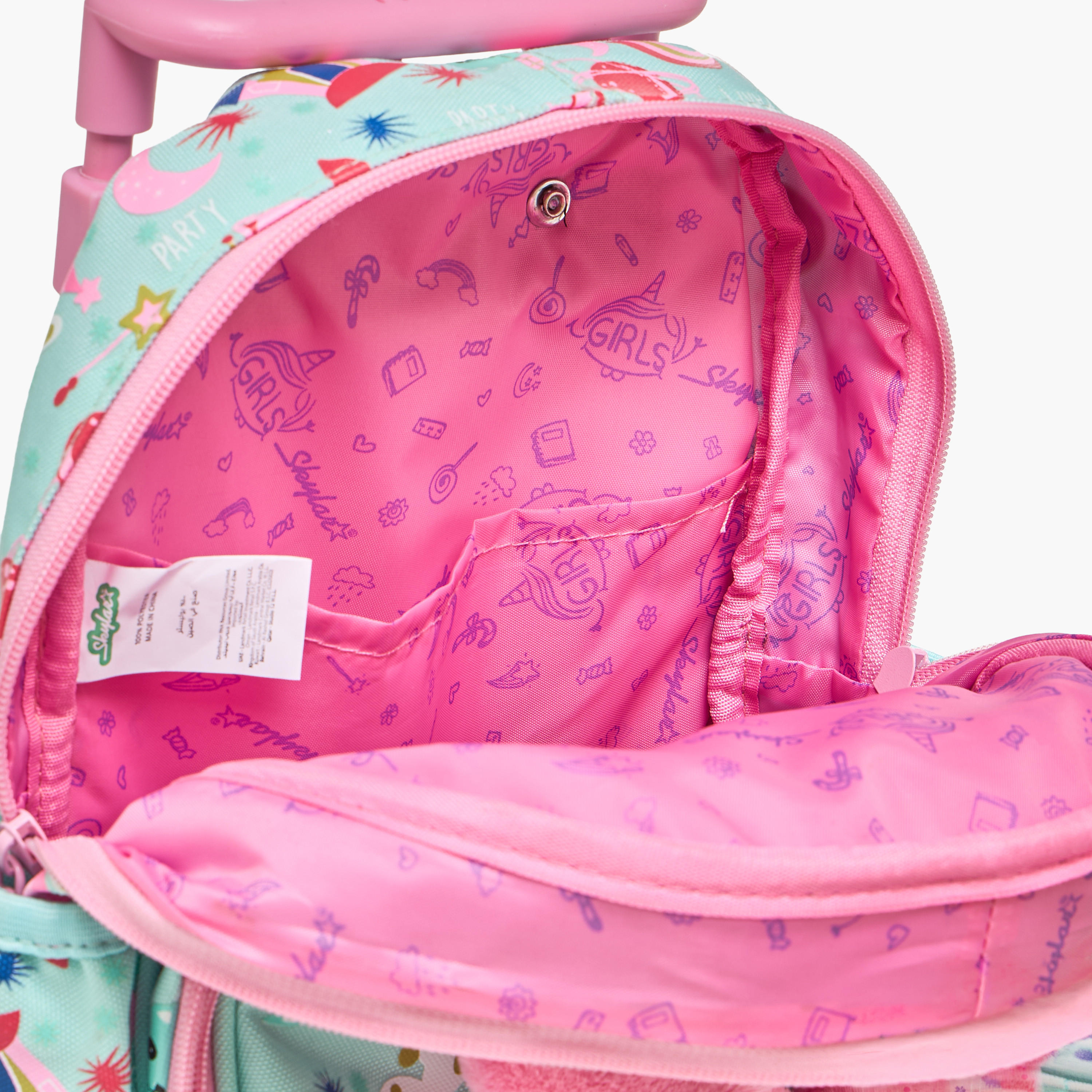 Skylar Cat Applique Trolley Bag for Girls 2-5 Years with Retractable Handle - 11 inches-school-bagsandbackpacks-trolleybags-image-4