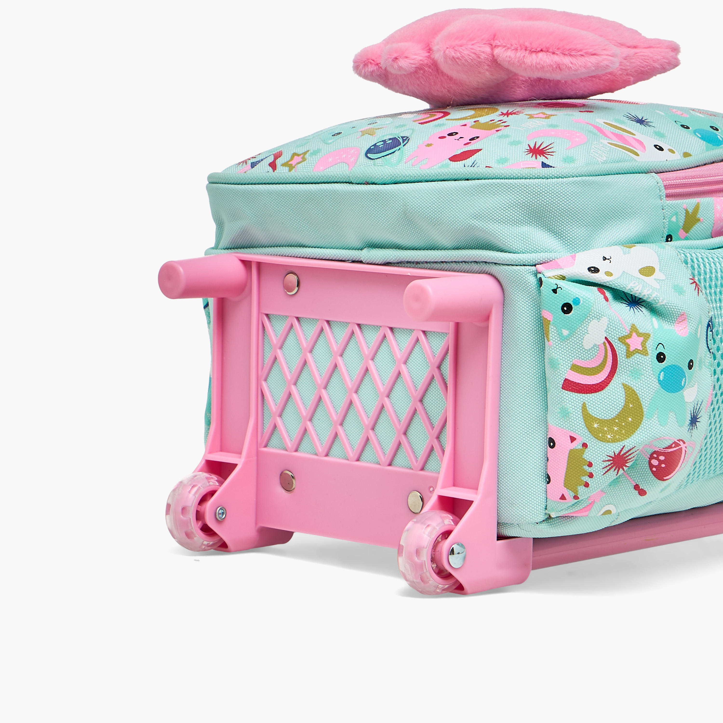 Skylar Cat Applique Trolley Bag for Girls 2-5 Years with Retractable Handle - 11 inches-school-bagsandbackpacks-trolleybags-image-8