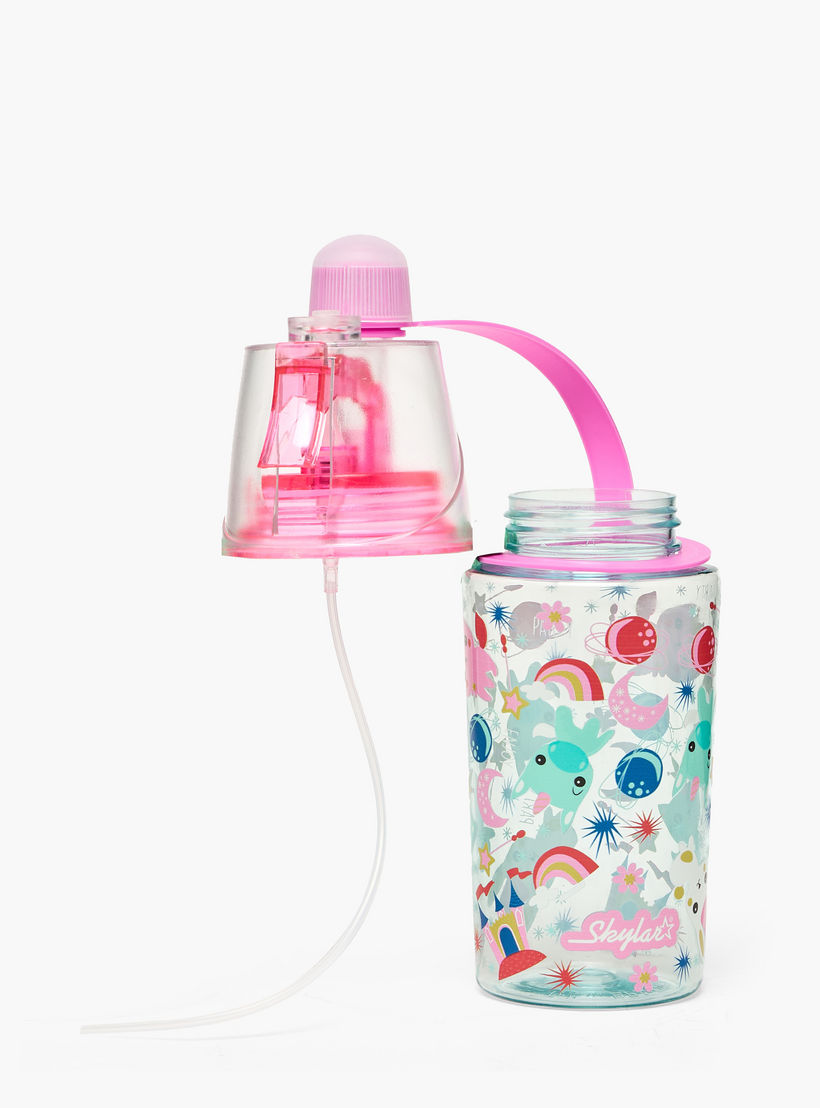 Skylar Unicorn Print Tritan Water Bottle with Spout and Spray Nozzle-school-waterbottles-image-2