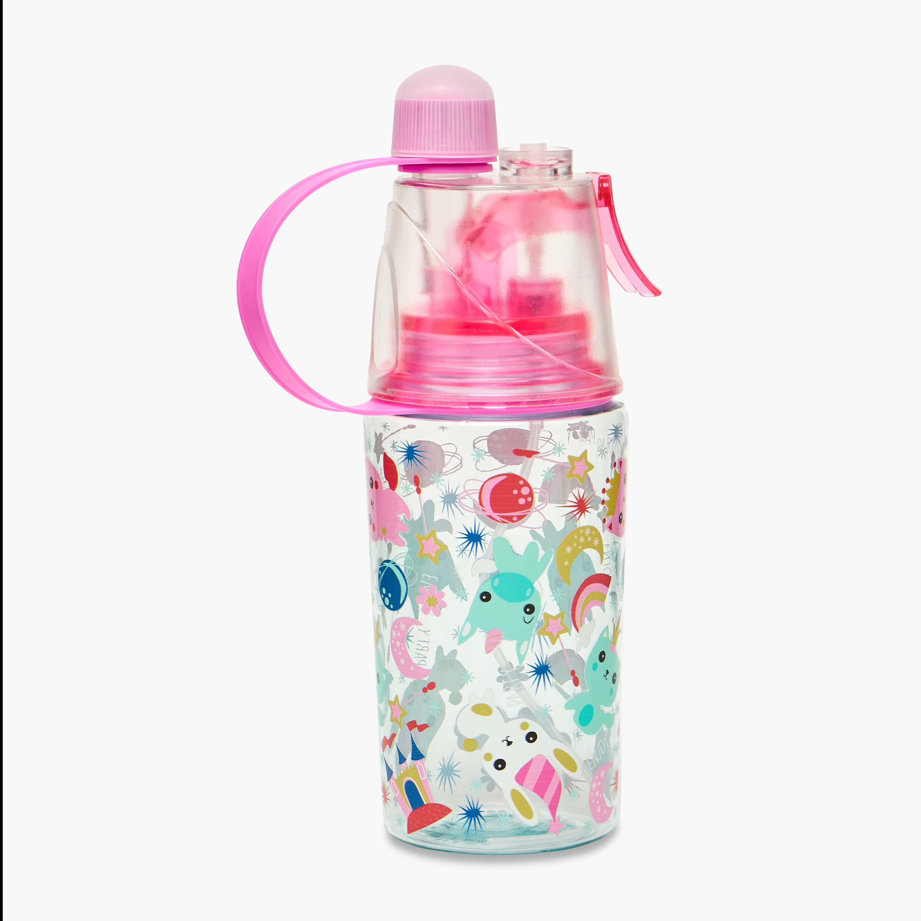 Skylar Unicorn Print Tritan Water Bottle with Spout and Spray Nozzle-school-waterbottles-image-3