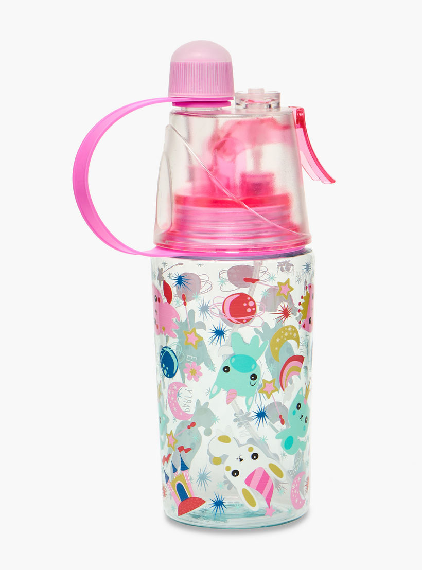 Skylar Unicorn Print Tritan Water Bottle with Spout and Spray Nozzle-school-waterbottles-image-3