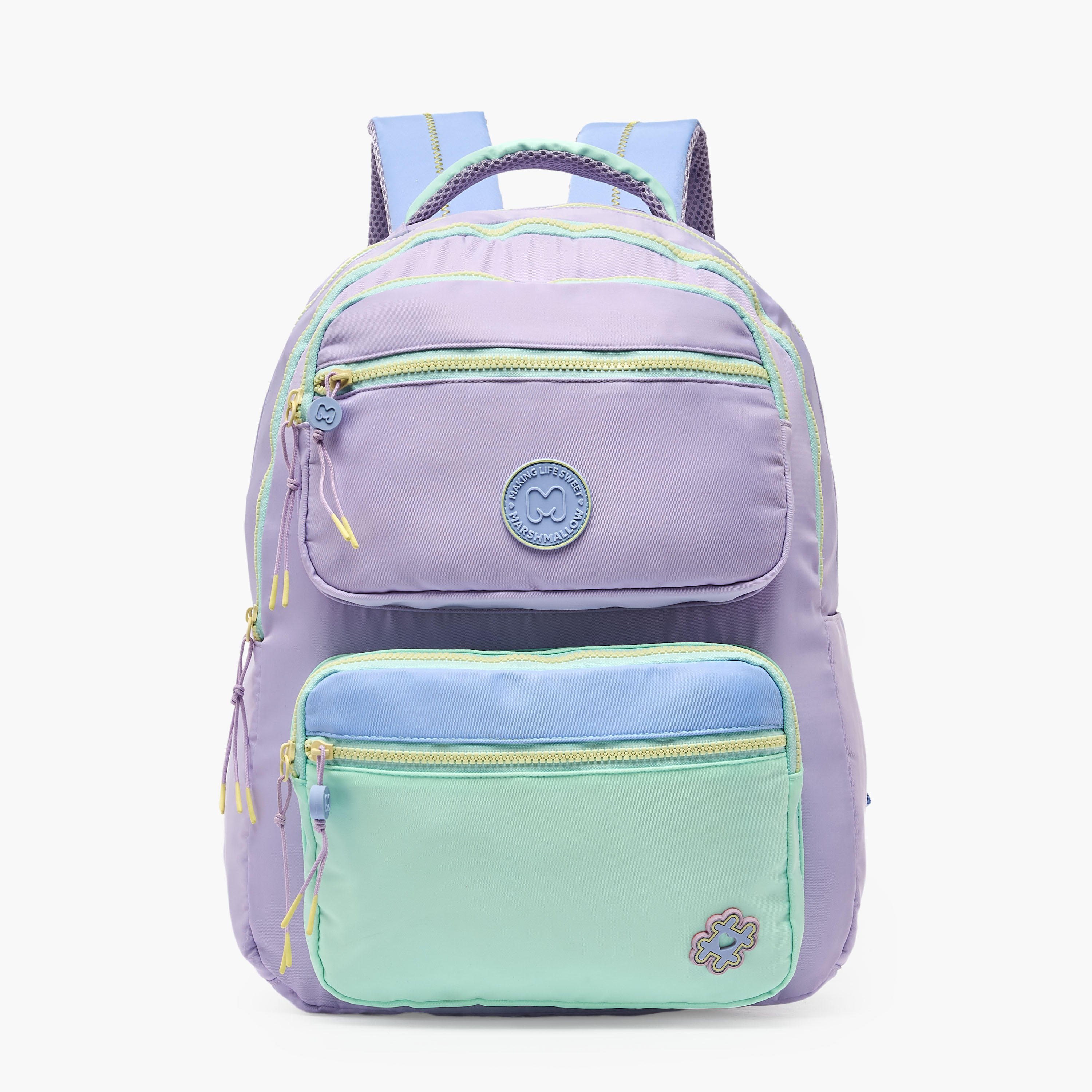 شنطة مدرسية بقوالب ملونة وحمالات كتف مبطنة للبنات 8-13 سنوات من مارشميلو - 17 بوصة-school-bagsandbackpacks-backpacks-image-1