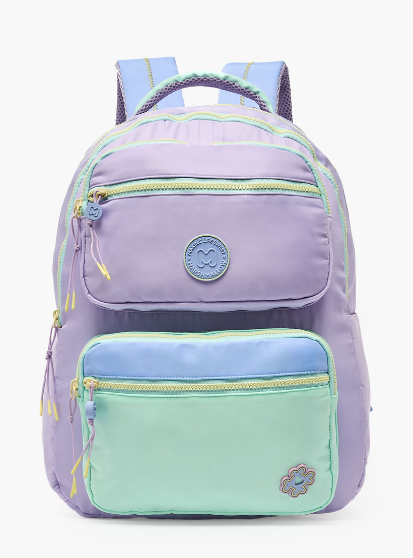 شنطة مدرسية بقوالب ملونة وحمالات كتف مبطنة للبنات 8-13 سنوات من مارشميلو - 17 بوصة-school-bagsandbackpacks-backpacks-image-1