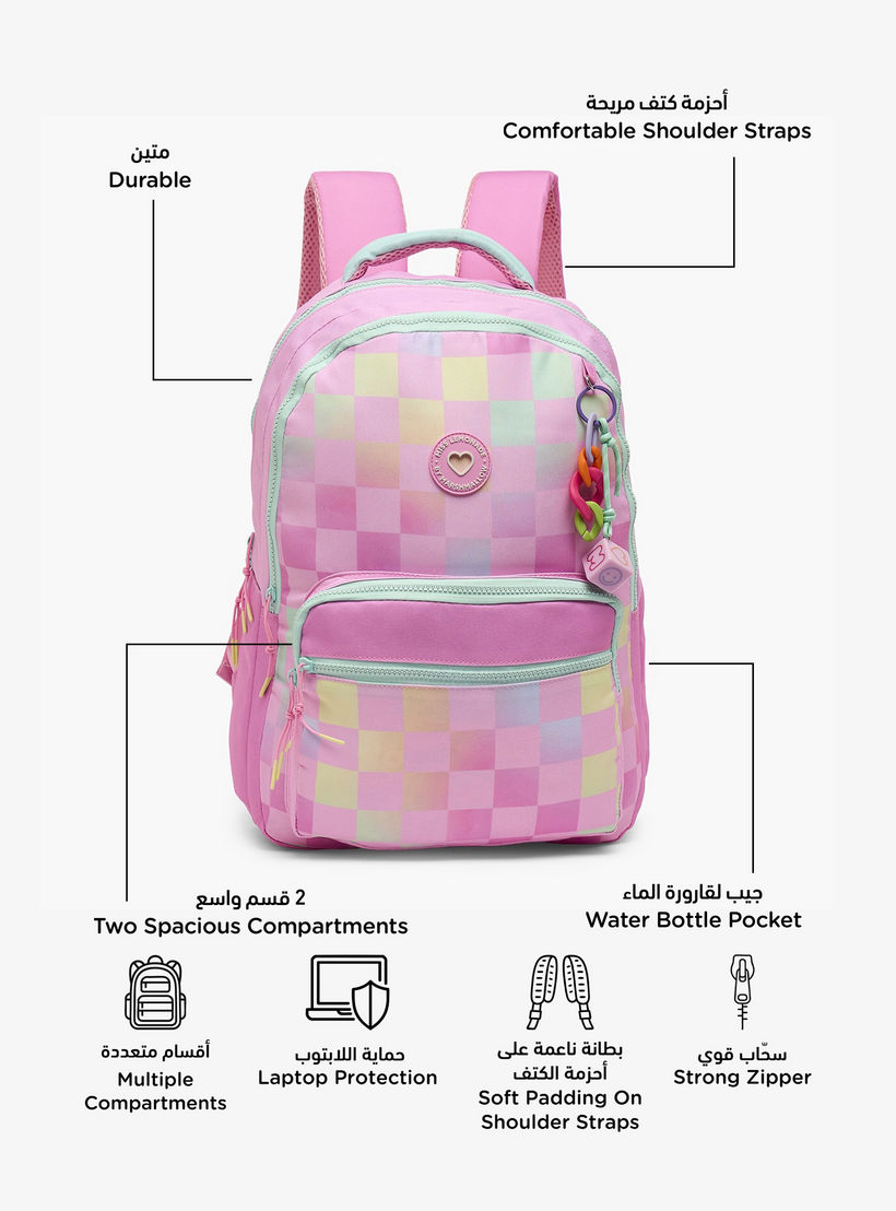 MARSHMALLOW Checked Backpack for Girls 8-13 Years with Padded Shoulder Straps - 17 inches-school-bagsandbackpacks-backpacks-image-2