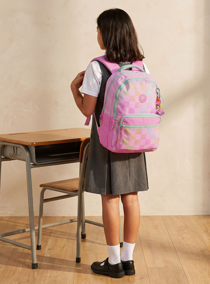 MARSHMALLOW Checked Backpack for Girls 8-13 Years with Padded Shoulder Straps - 17 inches-school-bagsandbackpacks-backpacks-image-3