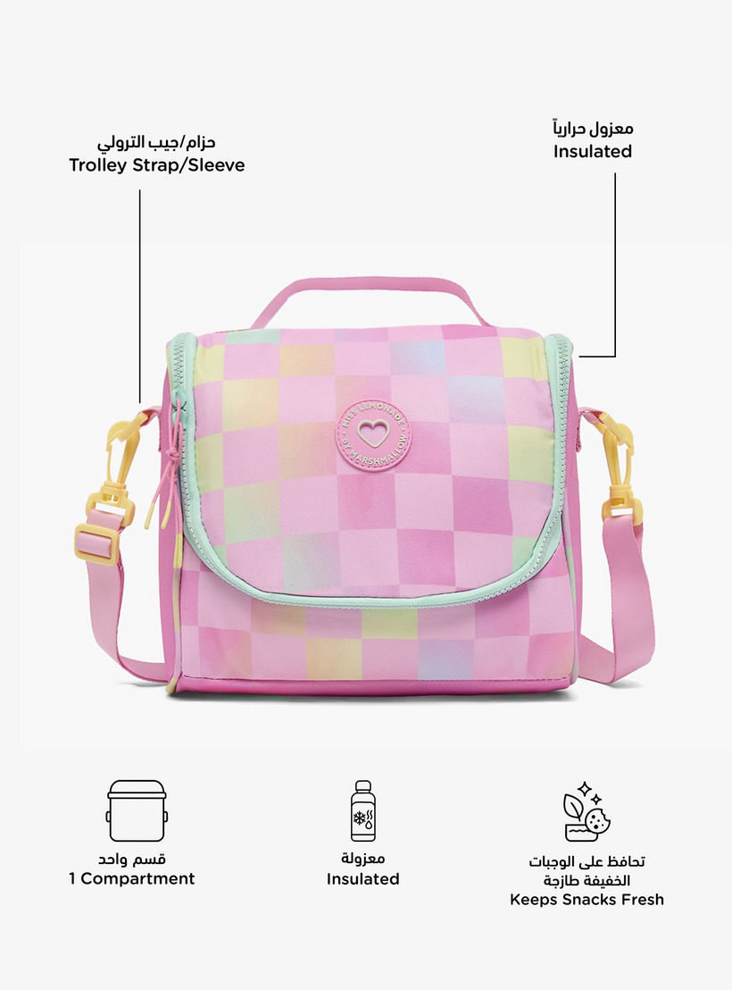 MARSHMALLOW Checked Lunch Bag for Girls 8-13 Years with Detachable Strap-school-lunchessentials-lunchbags-image-2