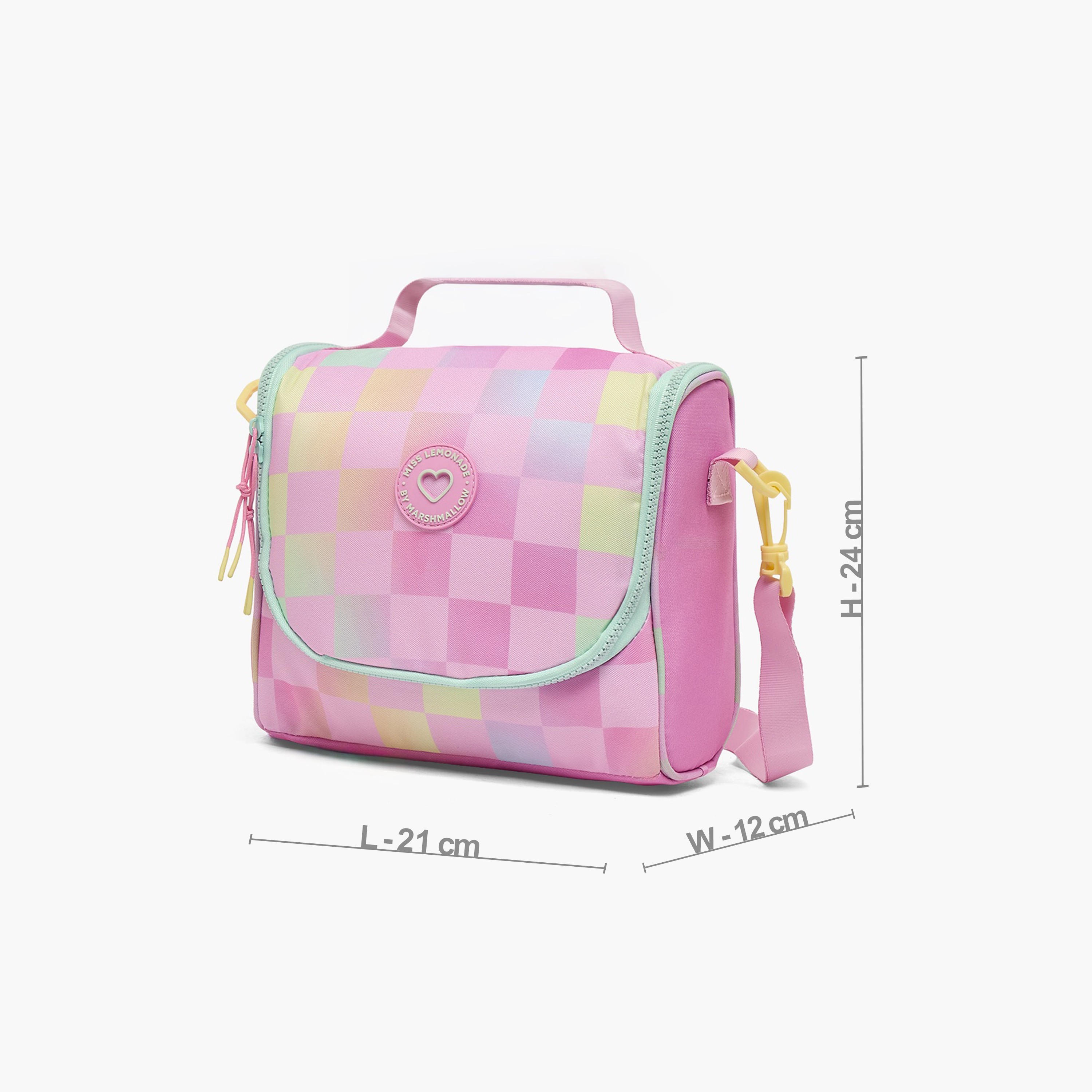 MARSHMALLOW Checked Lunch Bag for Girls 8-13 Years with Detachable Strap-school-lunchessentials-lunchbags-image-6