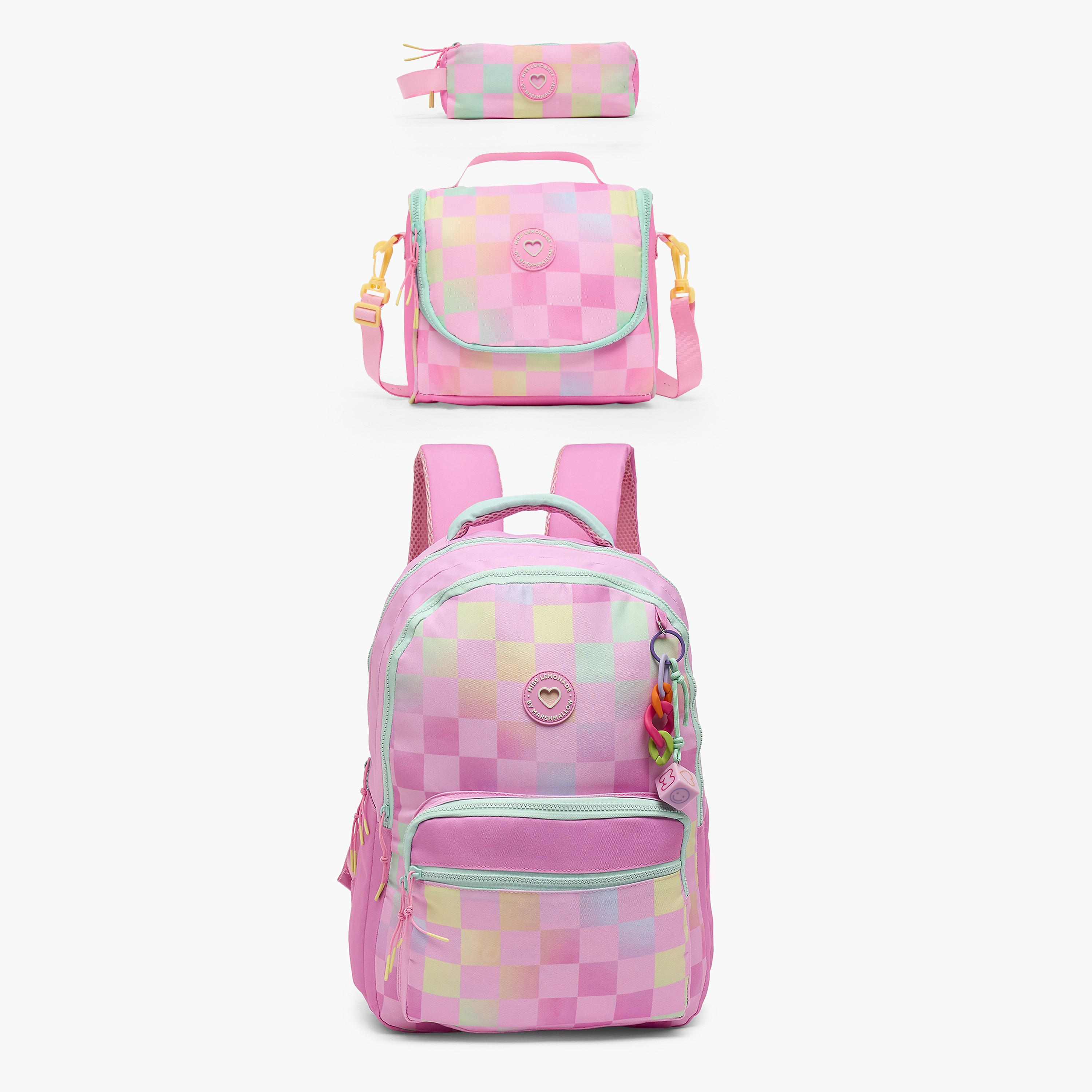 MARSHMALLOW Checked Lunch Bag for Girls 8-13 Years with Detachable Strap-school-lunchessentials-lunchbags-image-8
