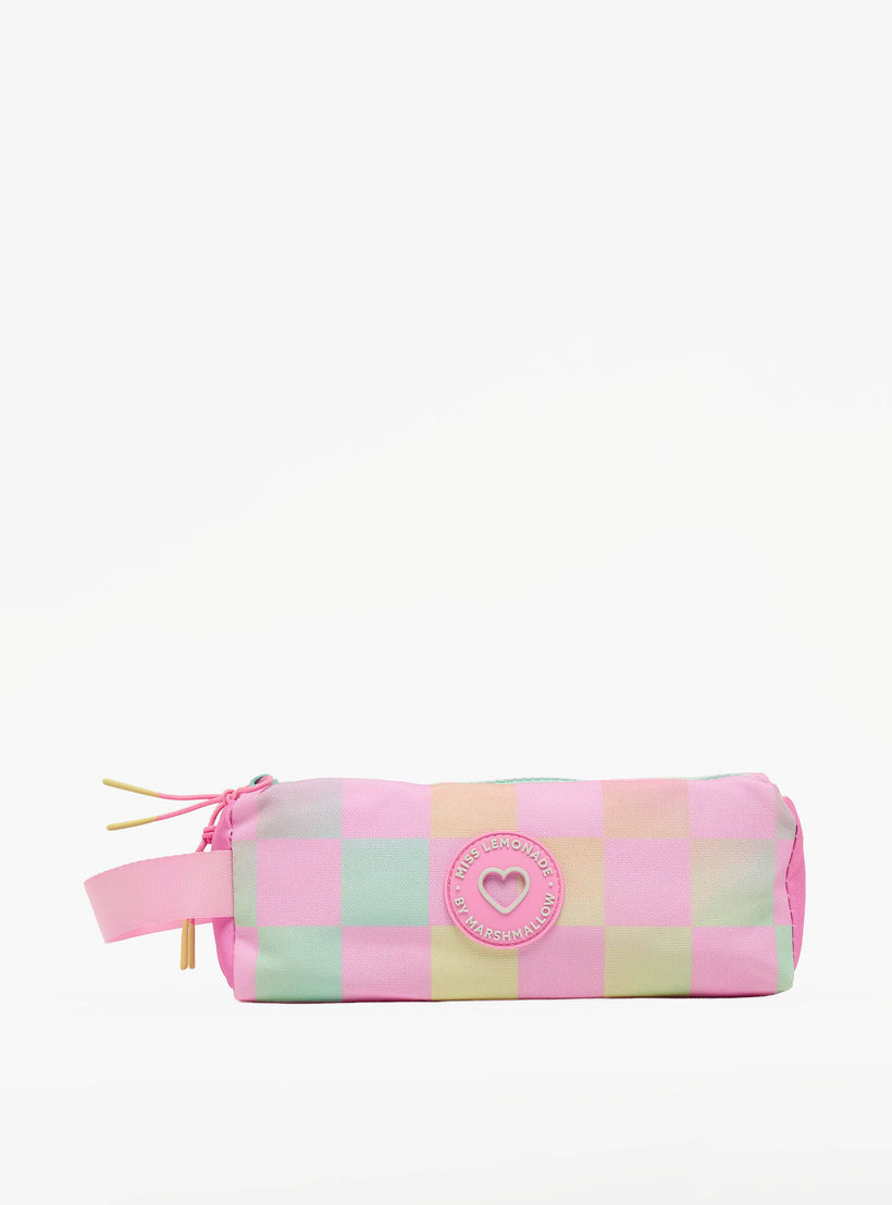 MARSHMALLOW Checked Pencil Pouch with 2 Compartments-school-stationery-pencilcases-image-1