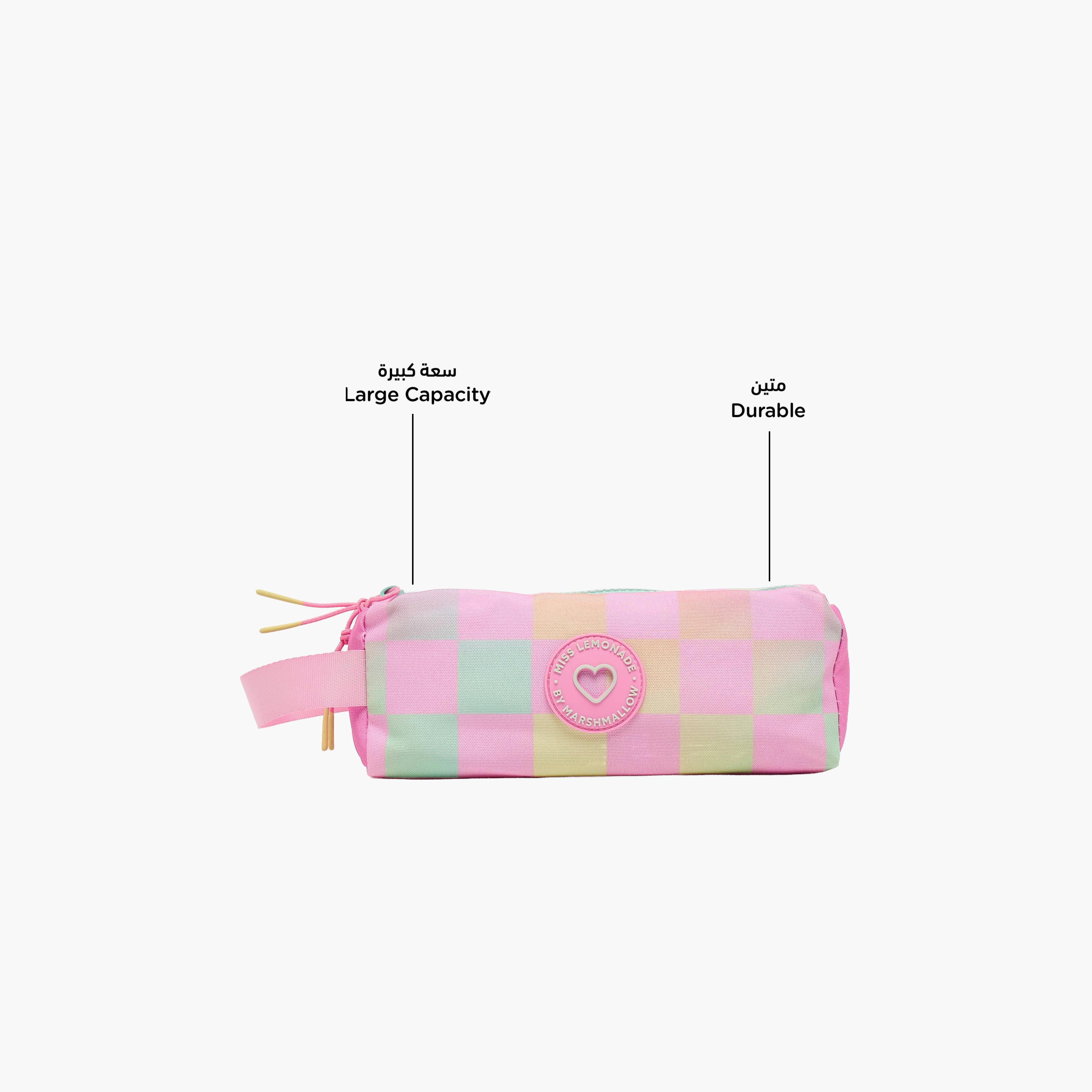 MARSHMALLOW Checked Pencil Pouch with 2 Compartments-school-stationery-pencilcases-image-2