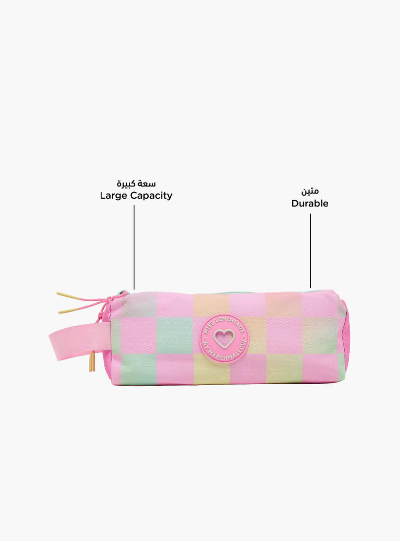MARSHMALLOW Checked Pencil Pouch with 2 Compartments-school-stationery-pencilcases-image-2
