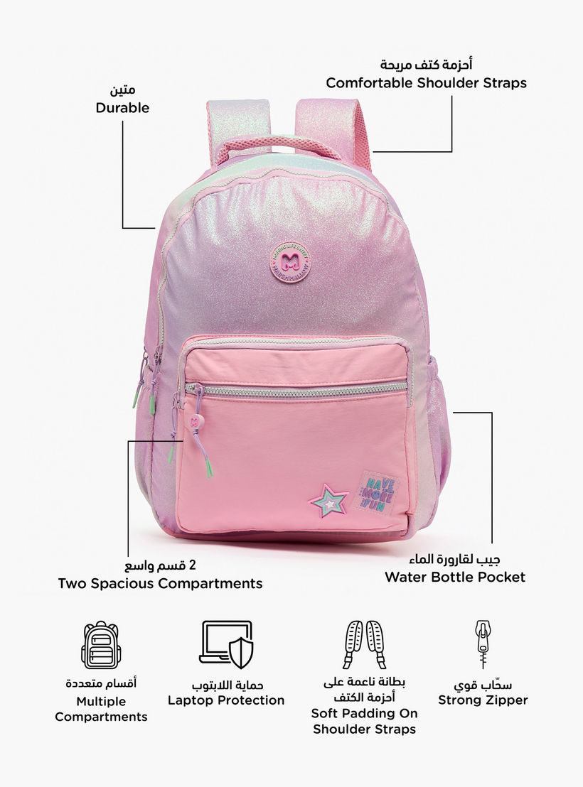 MARSHMALLOW Glittery Backpack for Girls 8-13 Years with Padded Shoulder Straps - 17 inches-school-bagsandbackpacks-backpacks-image-2