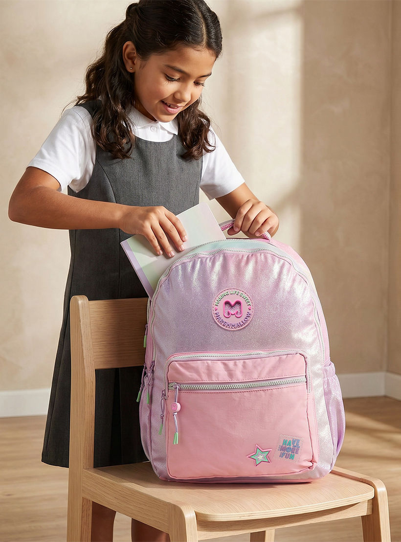 MARSHMALLOW Glittery Backpack for Girls 8-13 Years with Padded Shoulder Straps - 17 inches-school-bagsandbackpacks-backpacks-image-3