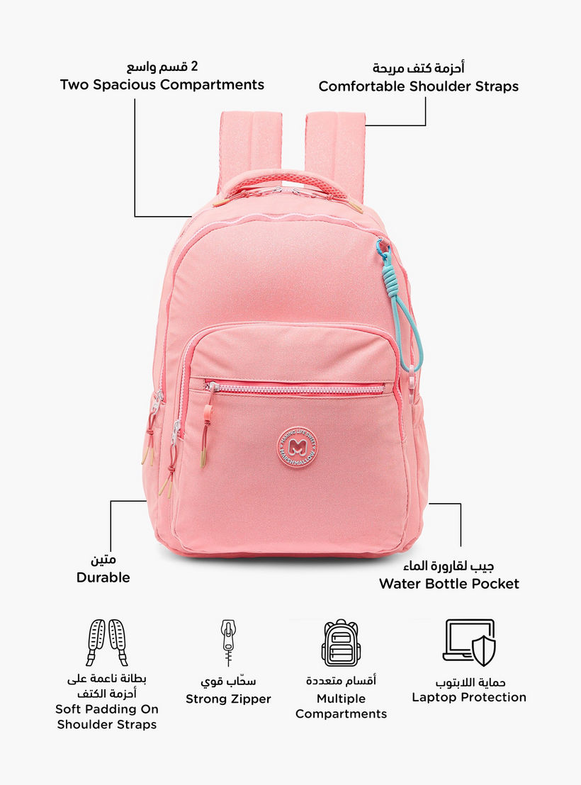 MARSHMALLOW Glittery Backpack for Girls 8-13 Years with Padded Shoulder Straps - 17 inches-school-bagsandbackpacks-backpacks-image-2